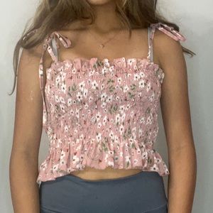 Floral tub top with strings XS